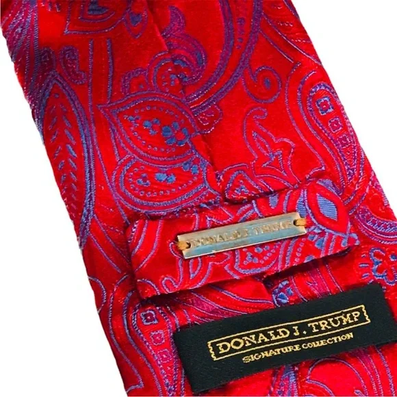 Donald J Trump Signature Collection 100% Silk Paisley What Print Necktie